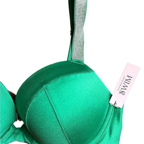 Victoria’s Secret Swim Shine Strap Green Sexy Push Up Bikini Top Size 36C NWT - Picture 3 of 6